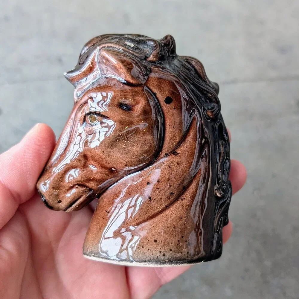 Vintage Made in Japan Brown Ceramic Horse Salt and Pepper Shakers